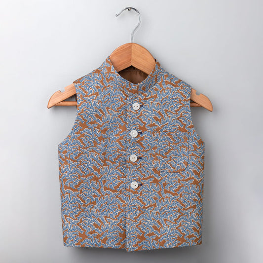 Brown Printed Waistcoat