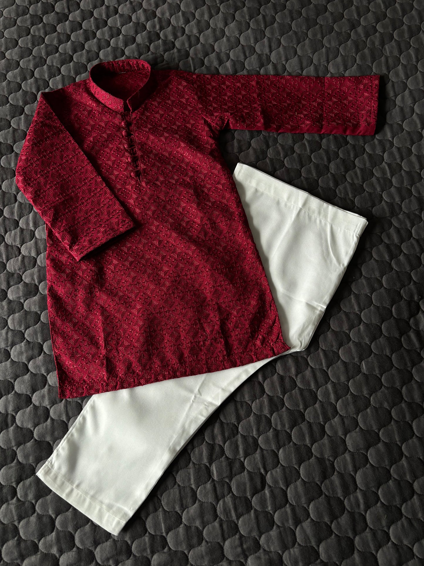 Cotton Maroon Embroidered