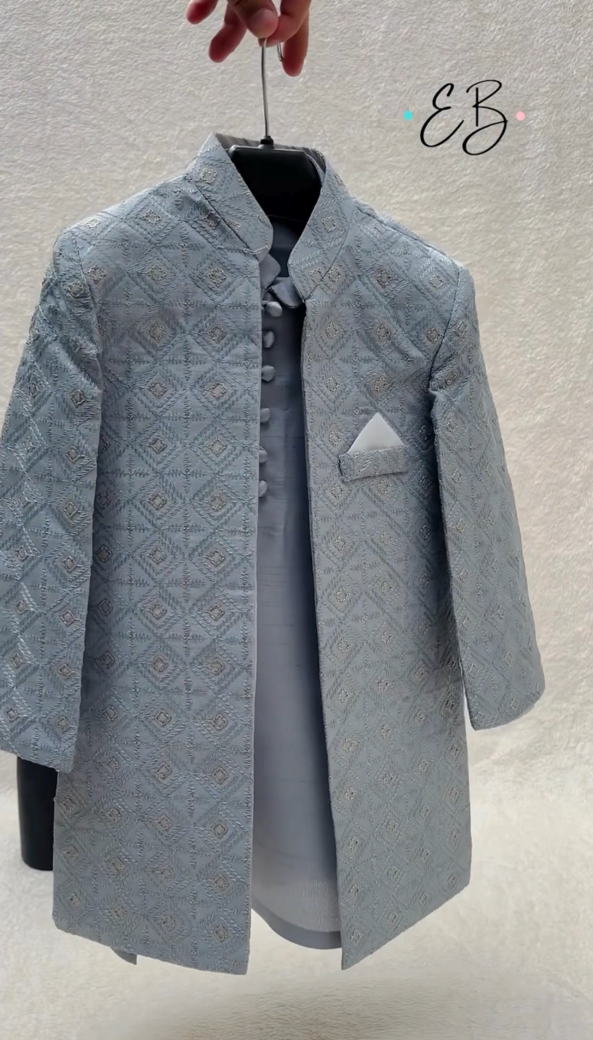 Soft Blue Embroidered Sherwani Suit