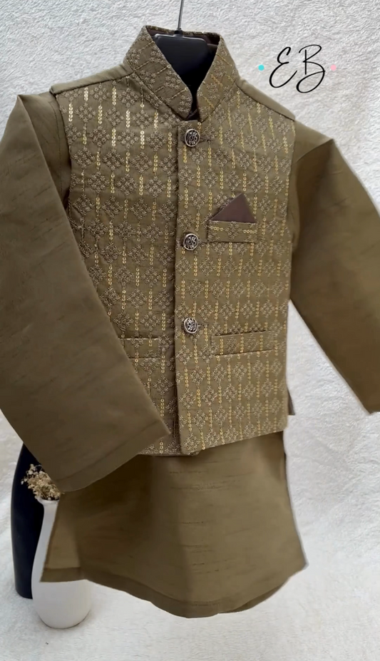 Mehandi Waistcoat Suit