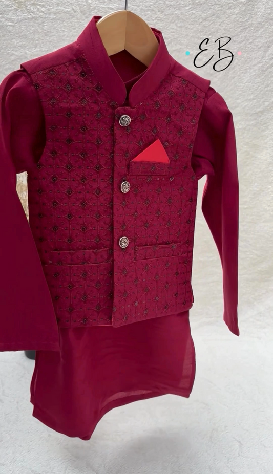 Maroon Waistcoat Suit