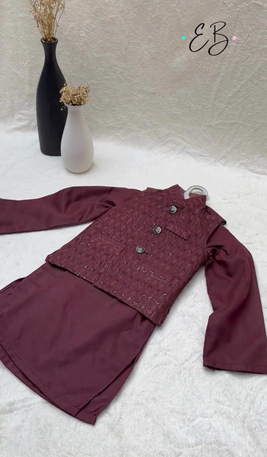 Maroon Waistcoat Suit