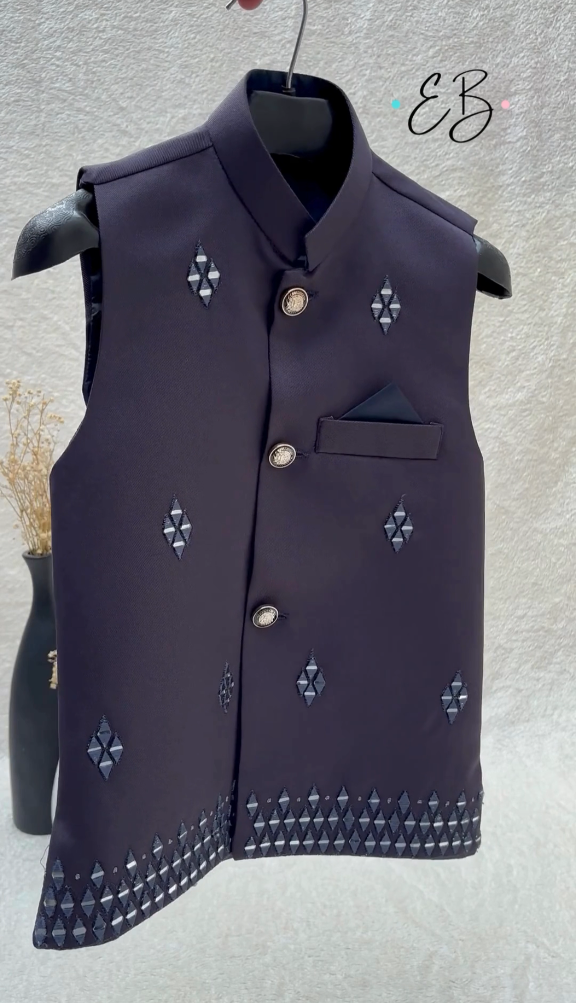 Purple Mirror Work Waistcoat