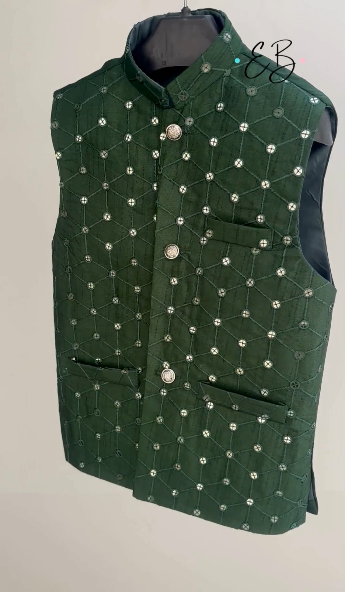 Green Sequins Waistcoat