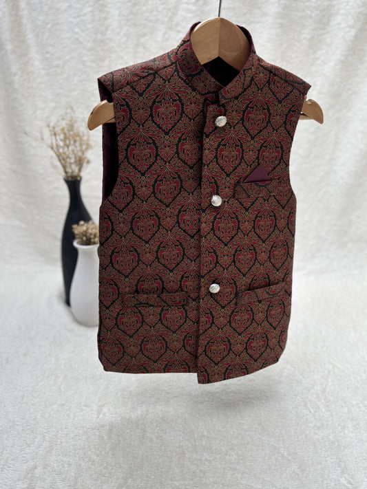 Brown Banarsi Waistcoat