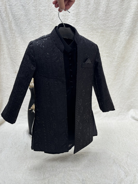 Black Embroidered Sherwani Suit