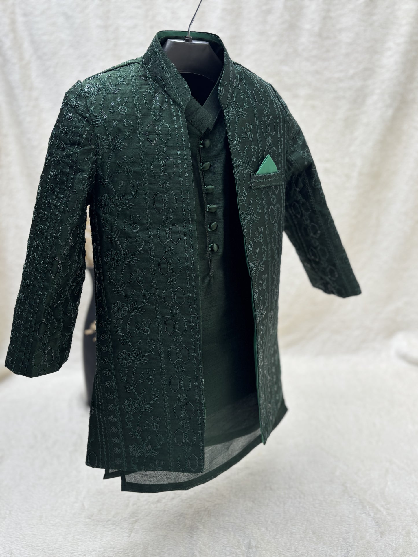 Green Embroidered Sherwani Suit