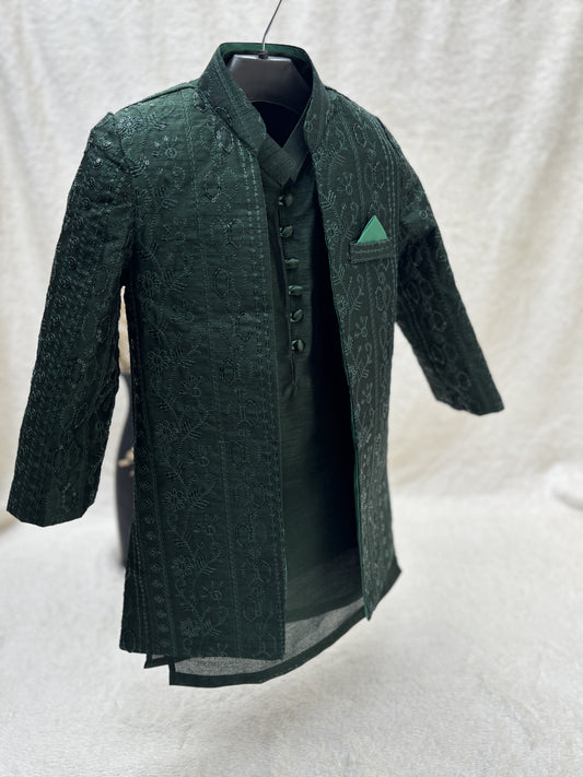 Green Embroidered Sherwani Suit