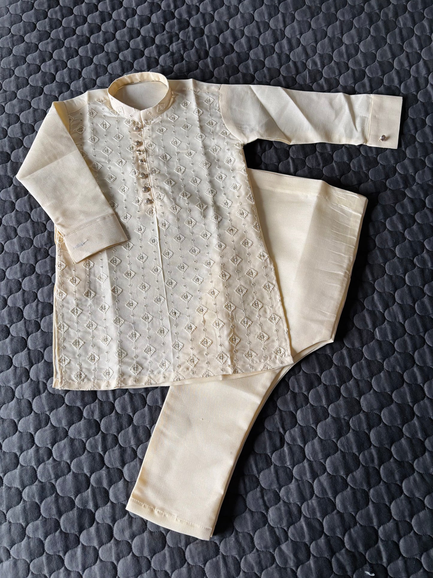 Cream Embroidered Kurta Pajama